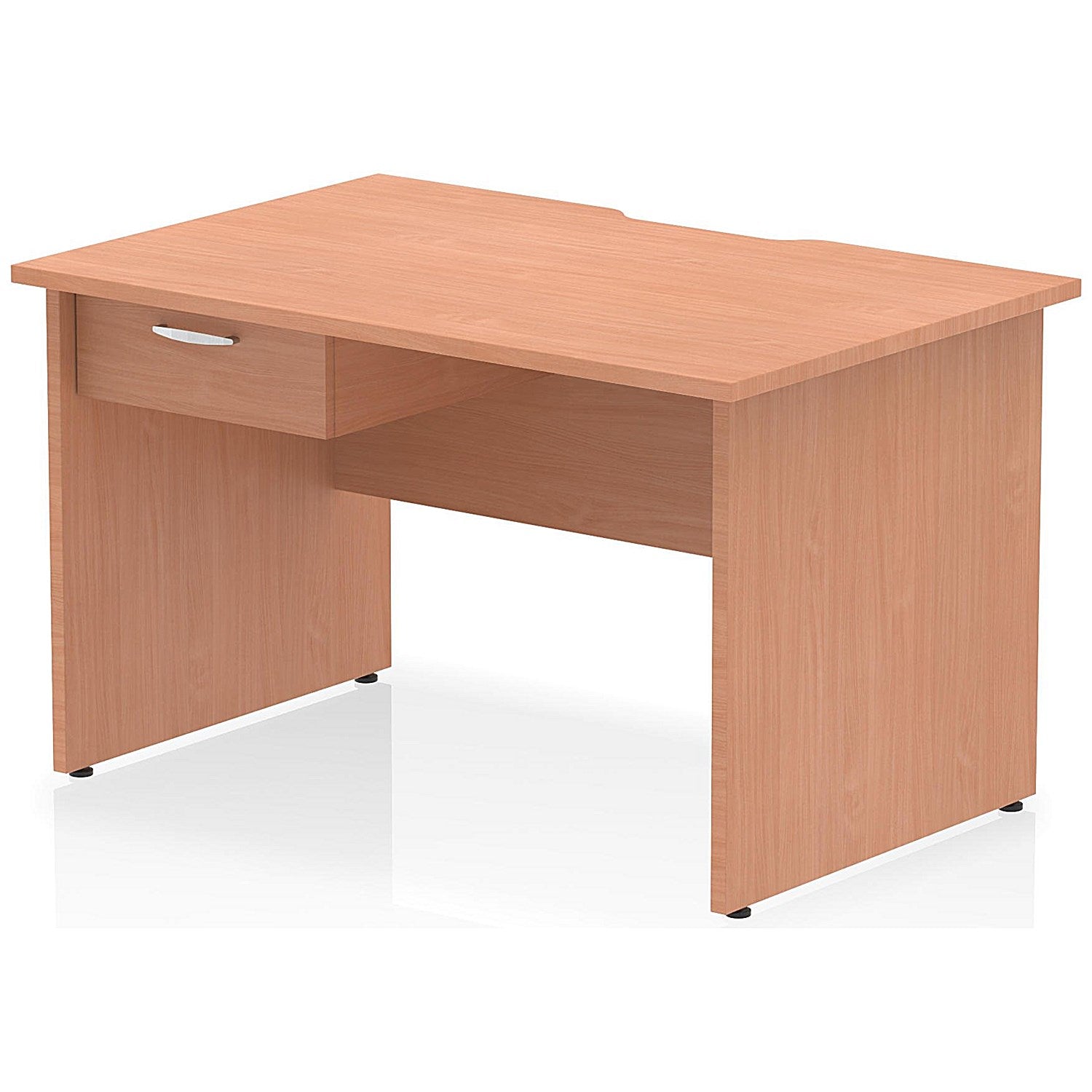 Impulse 1200mm Scalloped Edge Rectangular Desk, Panel End Legs, Beech With 1 x 1 Drawer Fixed Pedestal Easy2Order : I006089