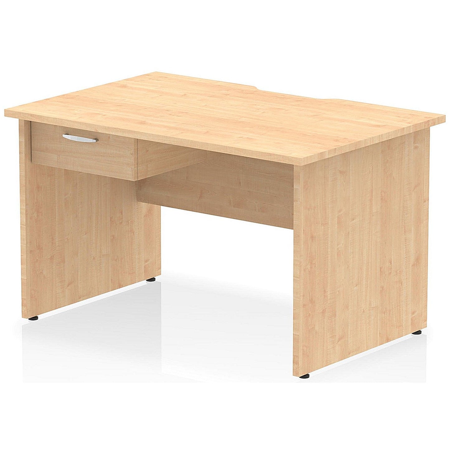 Impulse 1200mm Scalloped Edge Rectangular Desk, Panel End Legs, Maple With 1 x 1 Drawer Fixed Pedestal Easy2Order : I006091
