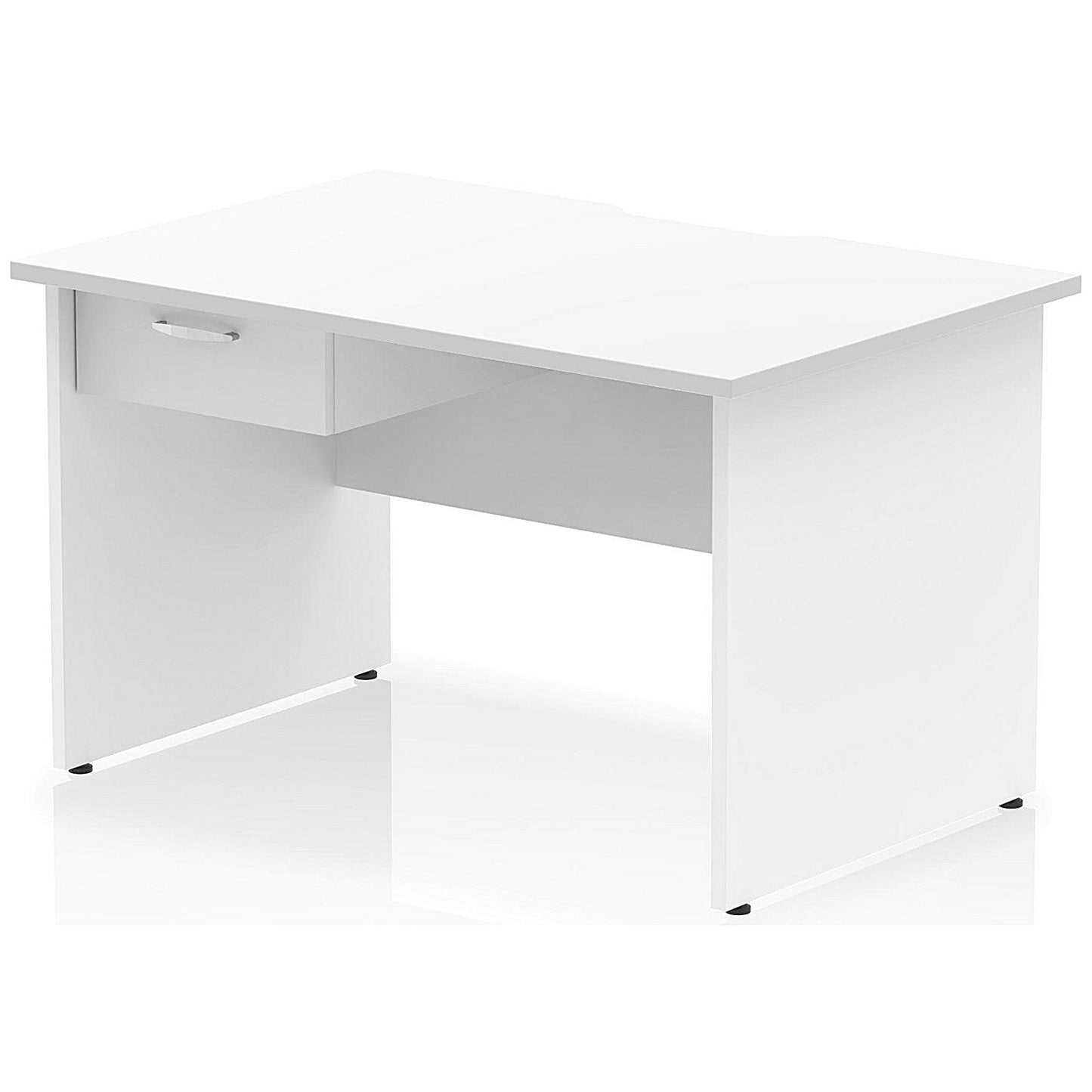 Impulse 1200mm Scalloped Edge Rectangular Desk, Panel End Legs, White With 1 x 1 Drawer Fixed Pedestal Easy2Order : I006093