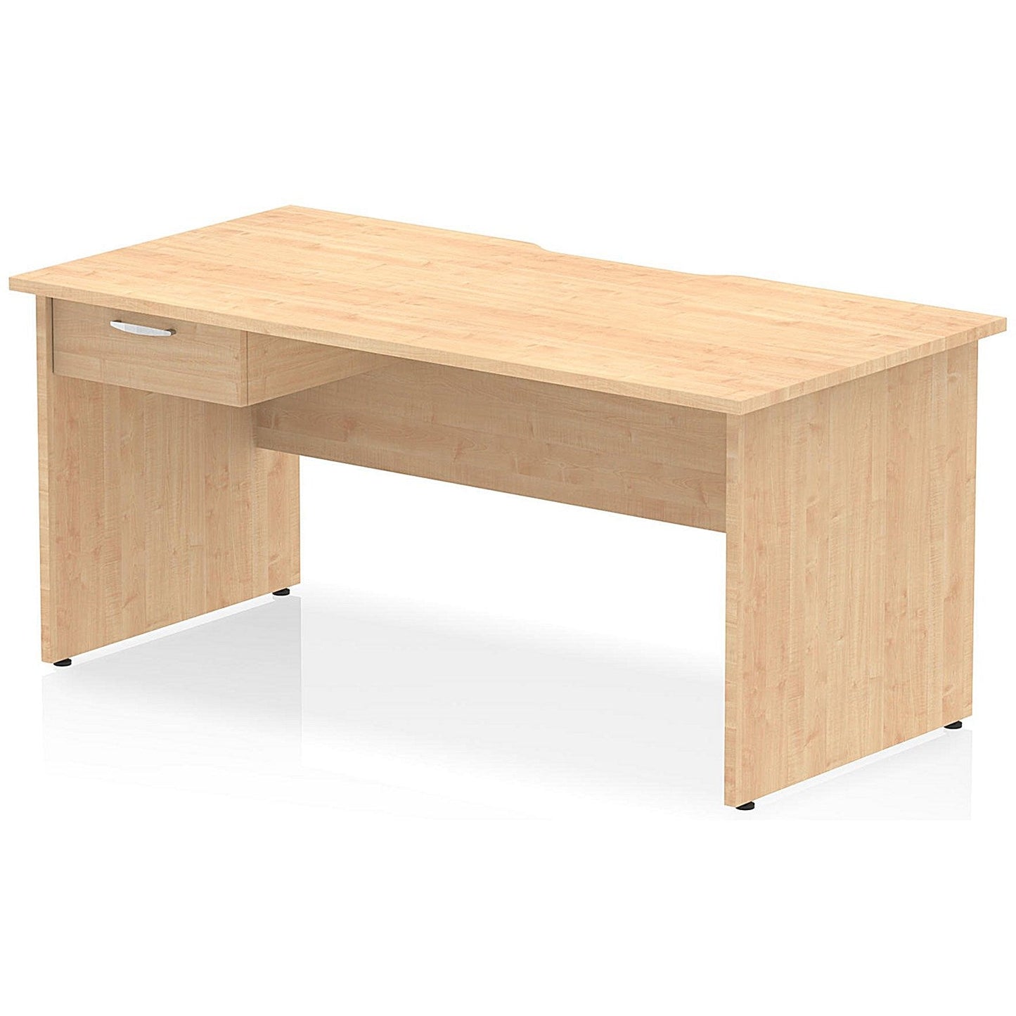 Impulse 1600mm Scalloped Edge Rectangular Desk, Panel End Legs, Maple With 1 x 1 Drawer Fixed Pedestal Easy2Order : I006103