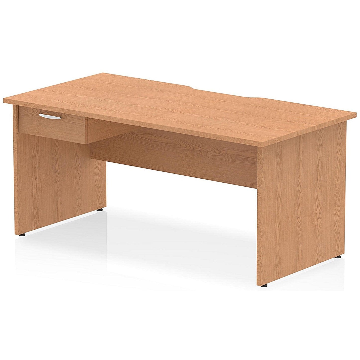Impulse 1600mm Scalloped Edge Rectangular Desk, Panel End Legs, Oak With 1 x 1 Drawer Fixed Pedestal Easy2Order : I006104
