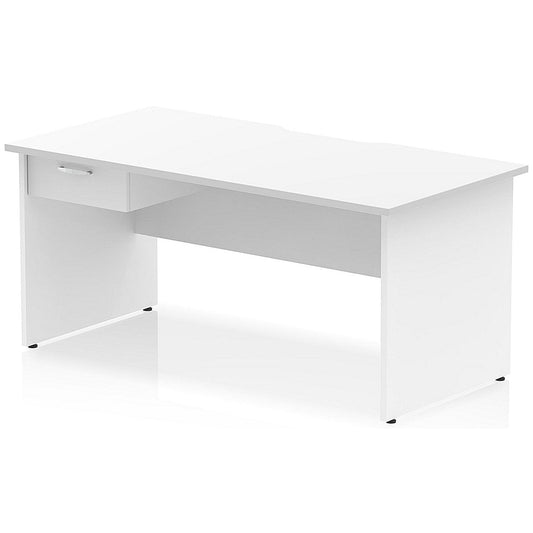 Impulse 1600mm Scalloped Edge Rectangular Desk, Panel End Legs, White With 1 x 1 Drawer Fixed Pedestal Easy2Order : I006105