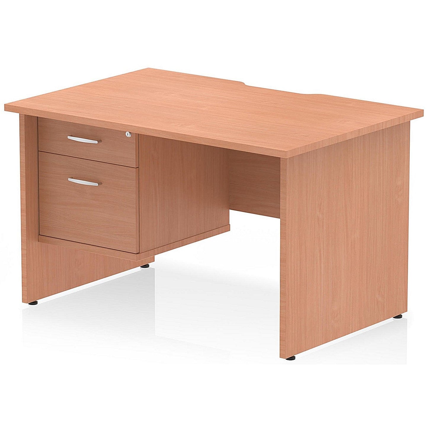 Impulse 1200mm Scalloped Edge Rectangular Desk, Panel End Legs, Beech With 1 x 2 Drawer Fixed Pedestal Easy2Order : I006215
