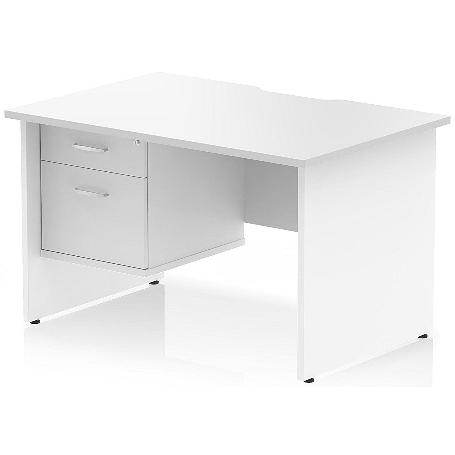 Impulse 1200mm Scalloped Edge Rectangular Desk, Panel End Legs, White With 1 x 2 Drawer Fixed Pedestal Easy2Order : I006220