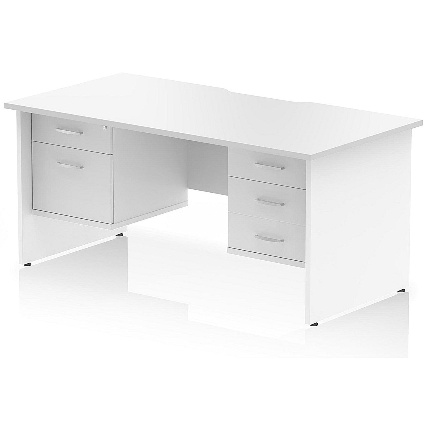 Impulse 1600mm Scalloped Edge Rectangular Desk, Panel End Legs, White With 1 x 2 Drawer and 1 x 3 Drawer Fixed Pedestals Easy2Order : I006400