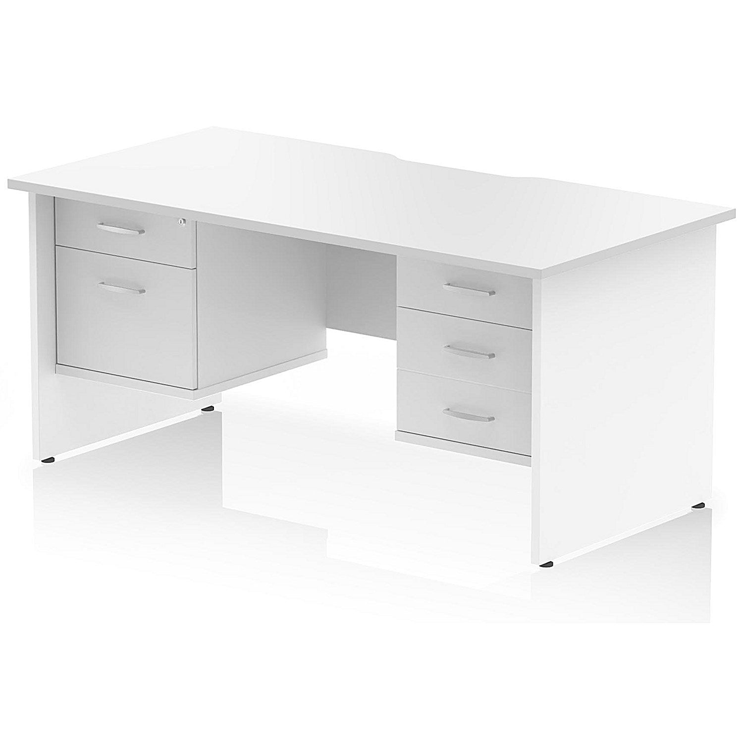 Impulse 1600mm Scalloped Edge Rectangular Desk, Panel End Legs, White With 1 x 2 Drawer and 1 x 3 Drawer Fixed Pedestals Easy2Order : I006400