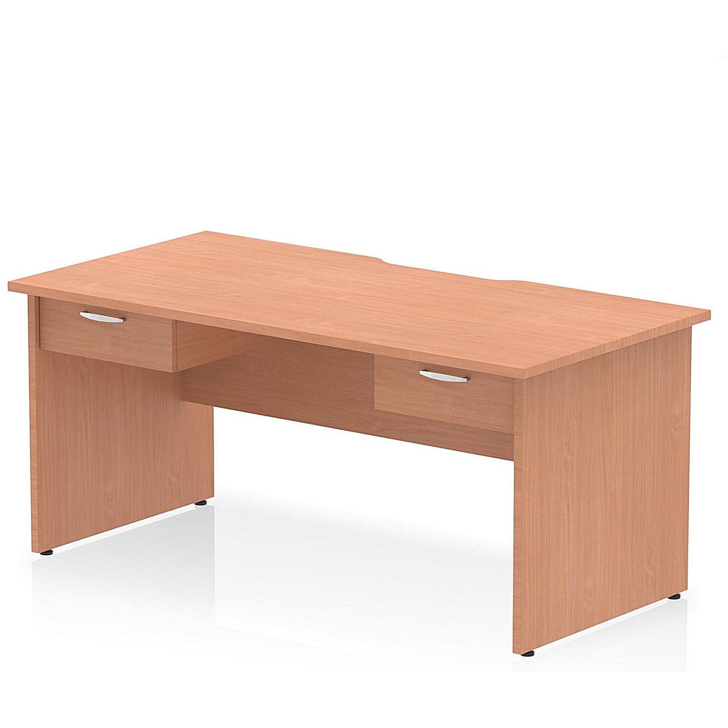 Impulse 1600mm Scalloped Edge Rectangular Desk, Panel End Legs, Beech With 2 x 1 Drawer Fixed Pedestals Easy2Order : I006437
