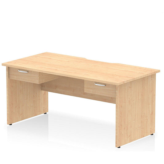 Impulse 1600mm Scalloped Edge Rectangular Desk, Panel End Legs, Maple With 2 x 1 Drawer Fixed Pedestals Easy2Order : I006439