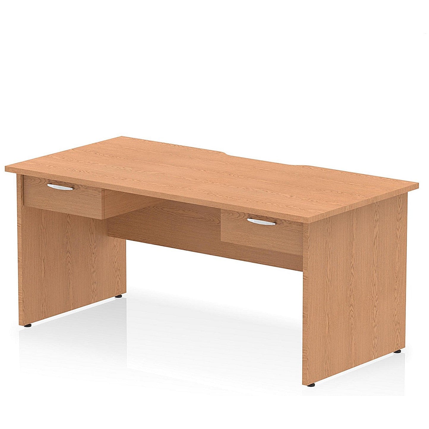Impulse 1600mm Scalloped Edge Rectangular Desk, Panel End Legs, Oak With 2 x 1 Drawer Fixed Pedestals Easy2Order : I006440