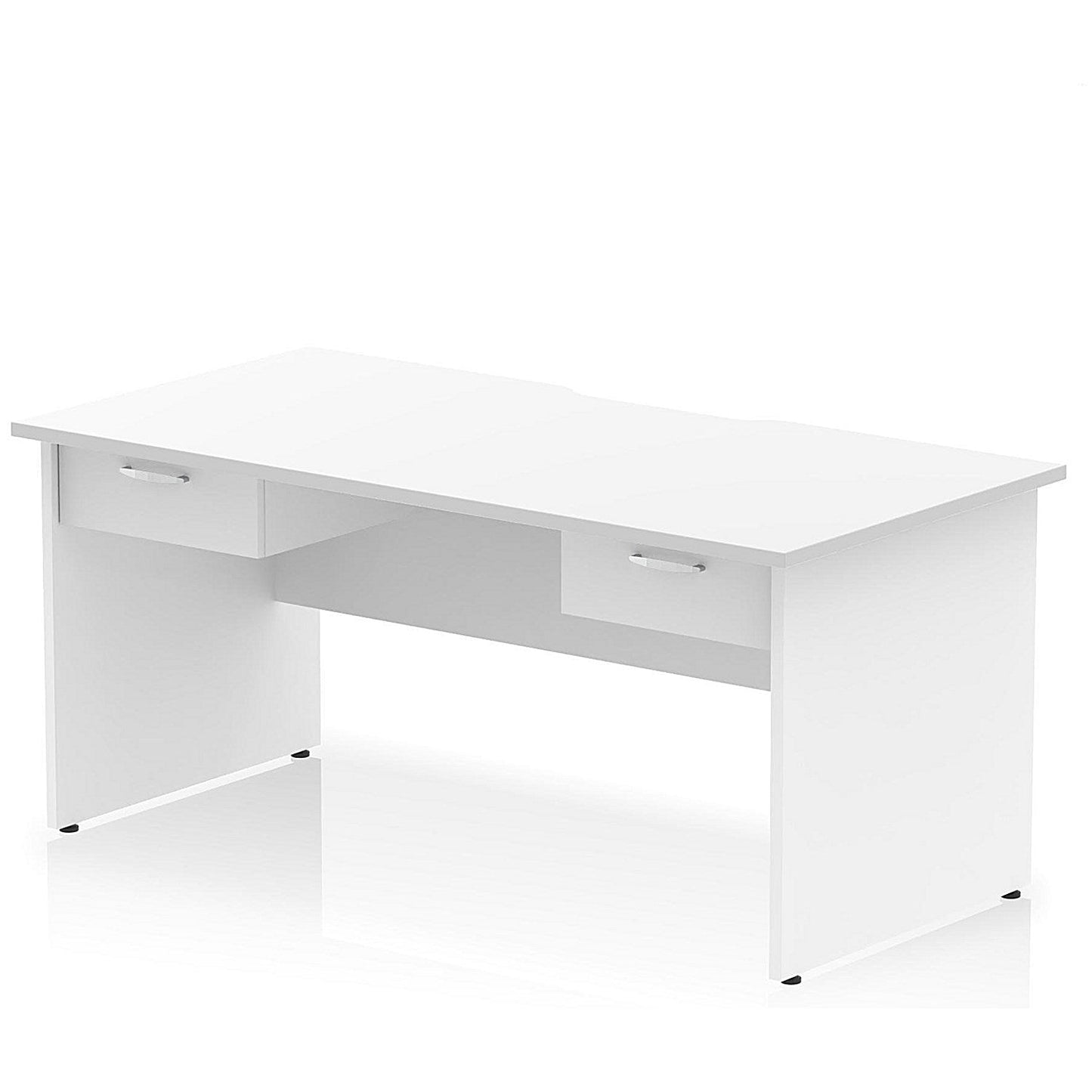 Impulse 1600mm Scalloped Edge Rectangular Desk, Panel End Legs, White With 2 x 1 Drawer Fixed Pedestals Easy2Order : I006442
