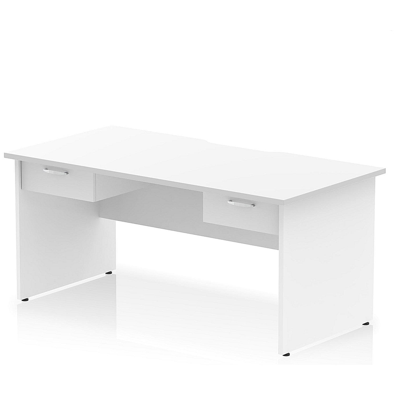 Impulse 1600mm Scalloped Edge Rectangular Desk, Panel End Legs, White With 2 x 1 Drawer Fixed Pedestals Easy2Order : I006442