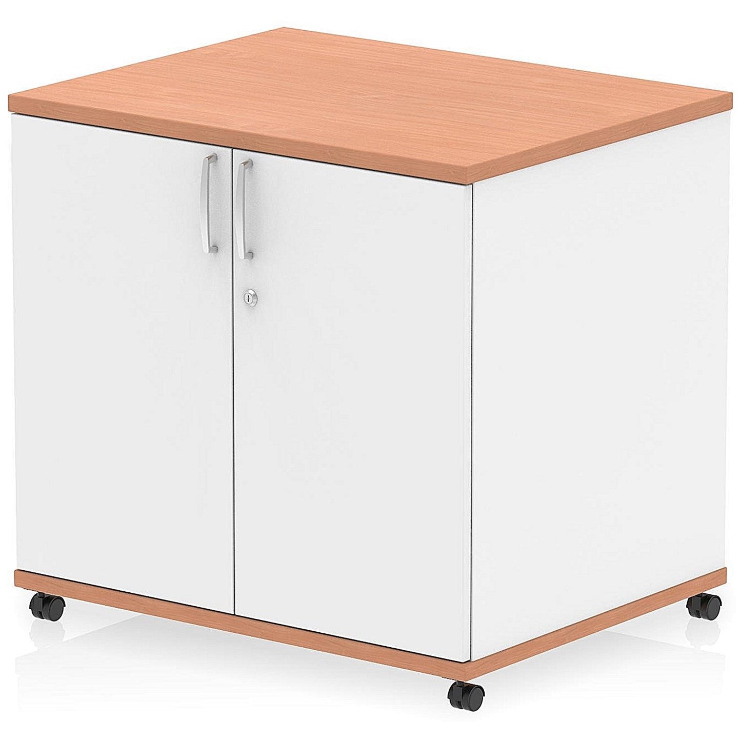 Impulse Two-Tone 600mm Deep Desk High Mobile Cupboard, Beech and White Easy2Order : I006535