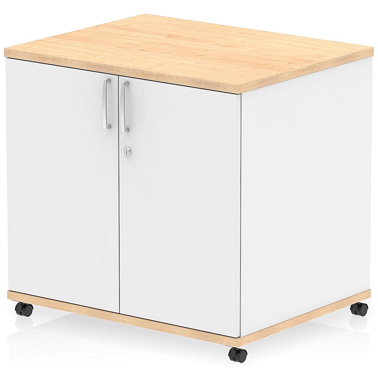 Impulse Two-Tone 600mm Deep Desk High Mobile Cupboard, Maple and White Easy2Order : I006538