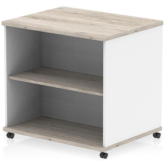 Impulse Two-Tone 600mm Deep Desk High Mobile Bookcase, Grey Oak and White Easy2Order : I006550
