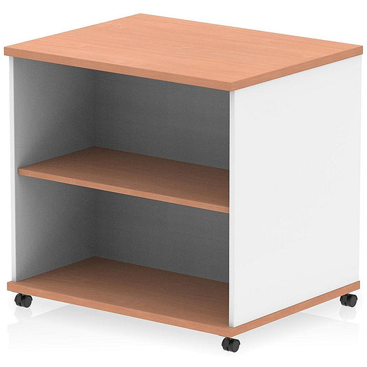 Impulse Two-Tone 600mm Deep Desk High Mobile Bookcase, Oak and White Easy2Order : I006552