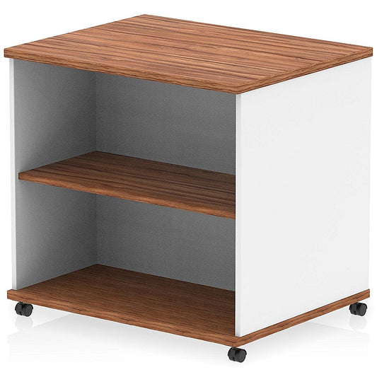 Impulse Two-Tone 600mm Deep Desk High Mobile Bookcase, Walnut and White Easy2Order : I006553