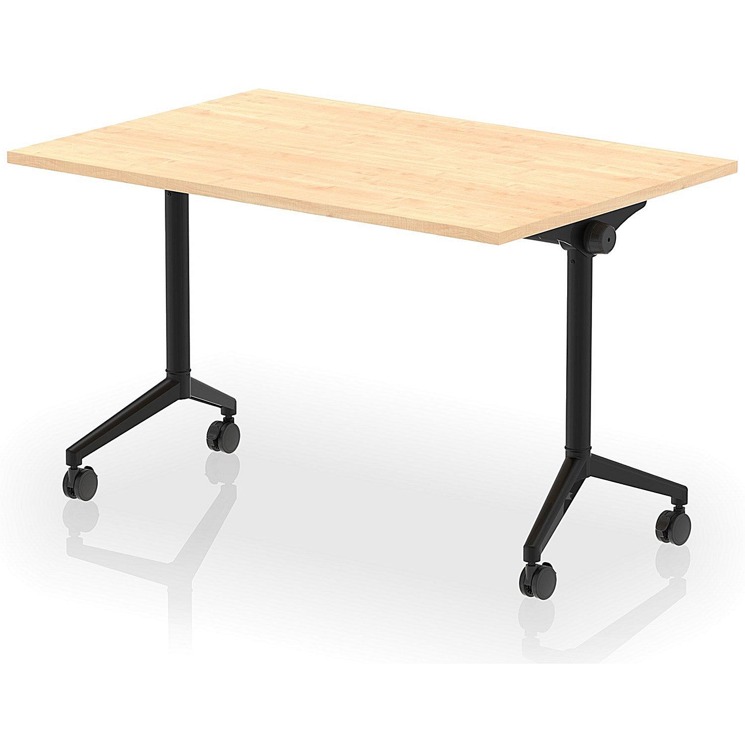 Impulse Plus Flip Rectangular Table, 1200mm Wide, Black Foot, Maple Easy2Order : I006556