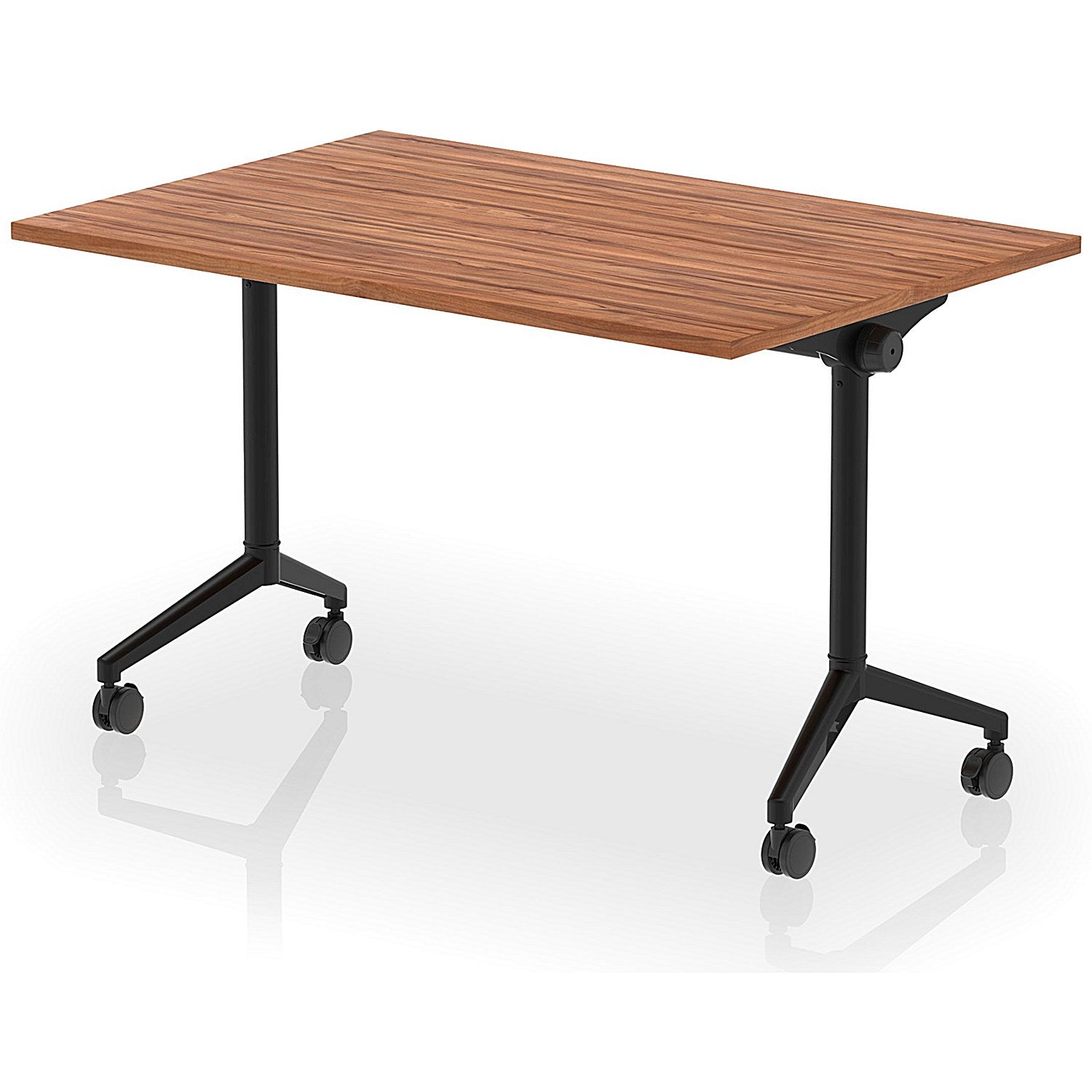 Impulse Plus Flip Rectangular Table, 1200mm Wide, Black Foot, Walnut Easy2Order : I006558