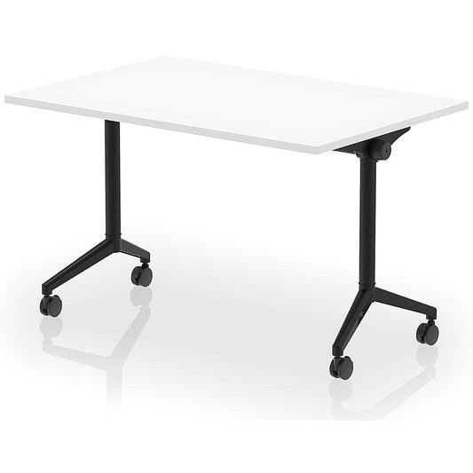 Impulse Plus Flip Rectangular Table, 1200mm Wide, Black Foot, White Easy2Order : I006559