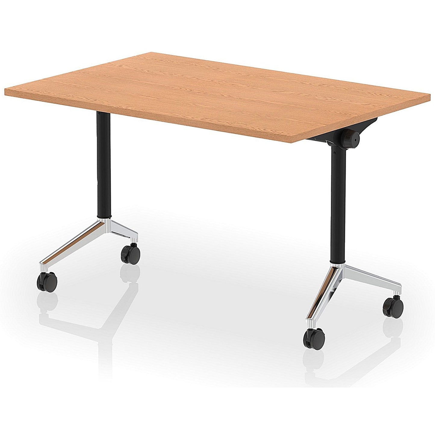 Impulse Plus Flip Rectangular Table, 1200mm Wide, Chrome Foot, Oak Easy2Order : I006563