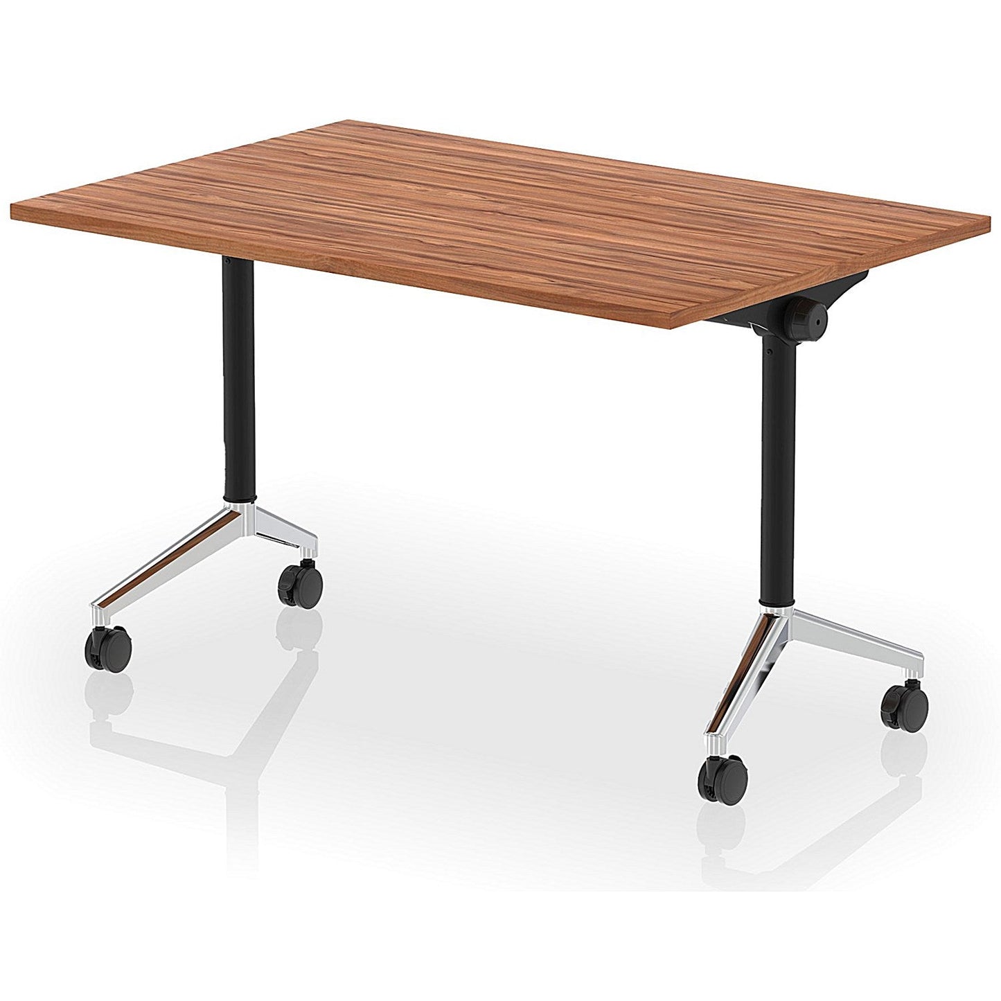 Impulse Plus Flip Rectangular Table, 1200mm Wide, Chrome Foot, Walnut Easy2Order : I006564