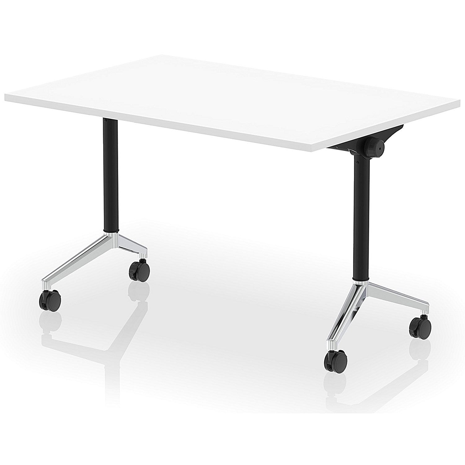 Impulse Plus Flip Rectangular Table, 1200mm Wide, Chrome Foot, White Easy2Order : I006565
