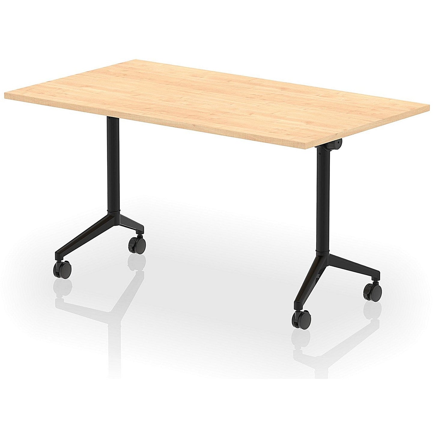 Impulse Plus Flip Rectangular Table, 1400mm Wide, Black Foot, Maple Easy2Order : I006568