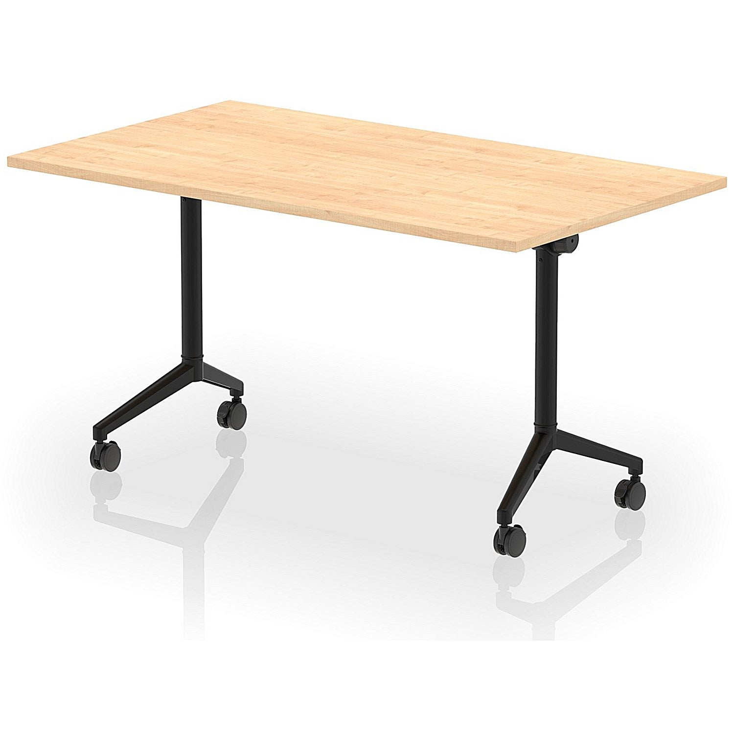 Impulse Plus Flip Rectangular Table, 1400mm Wide, Black Foot, Maple Easy2Order : I006568