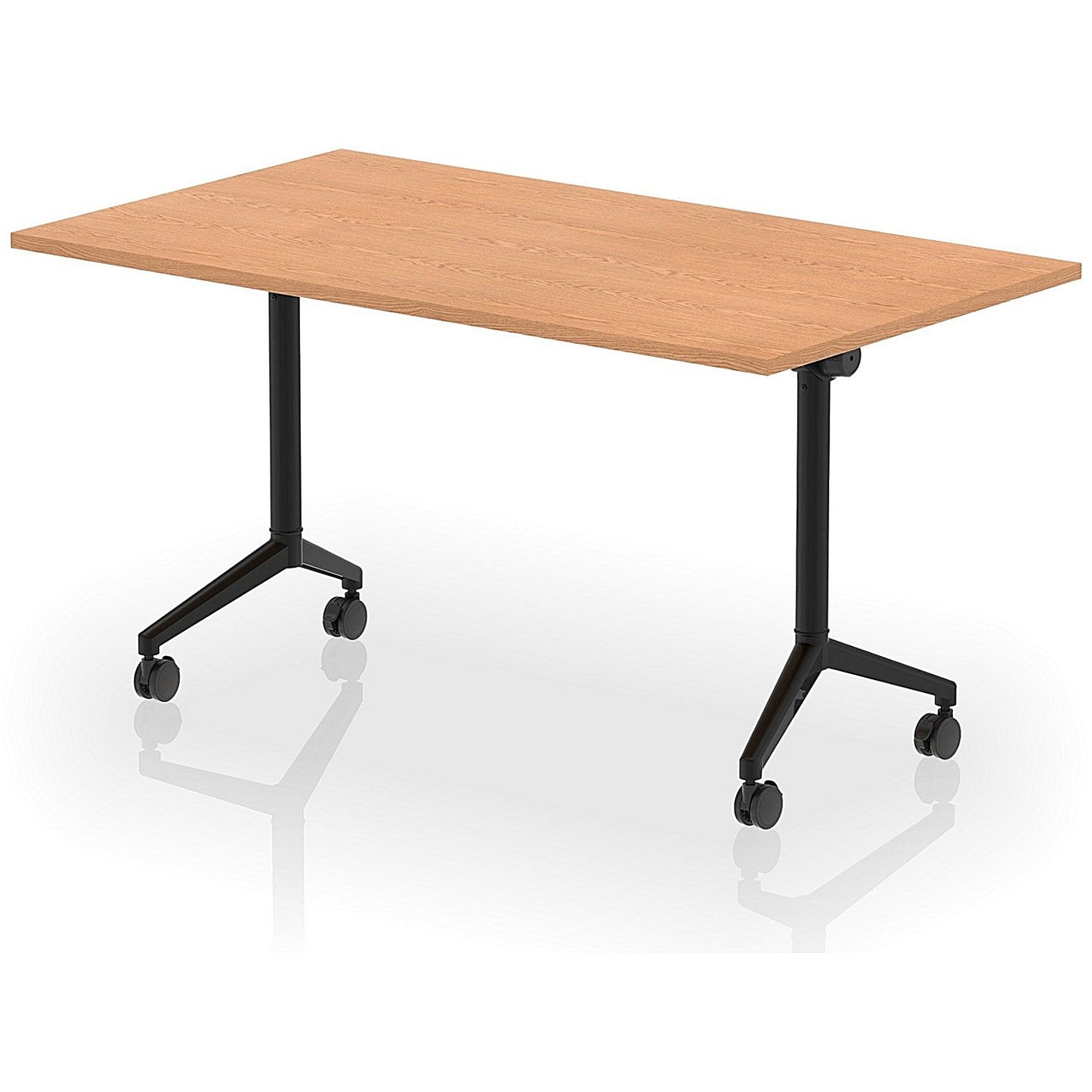 Impulse Plus Flip Rectangular Table, 1400mm Wide, Black Foot, Oak Easy2Order : I006569
