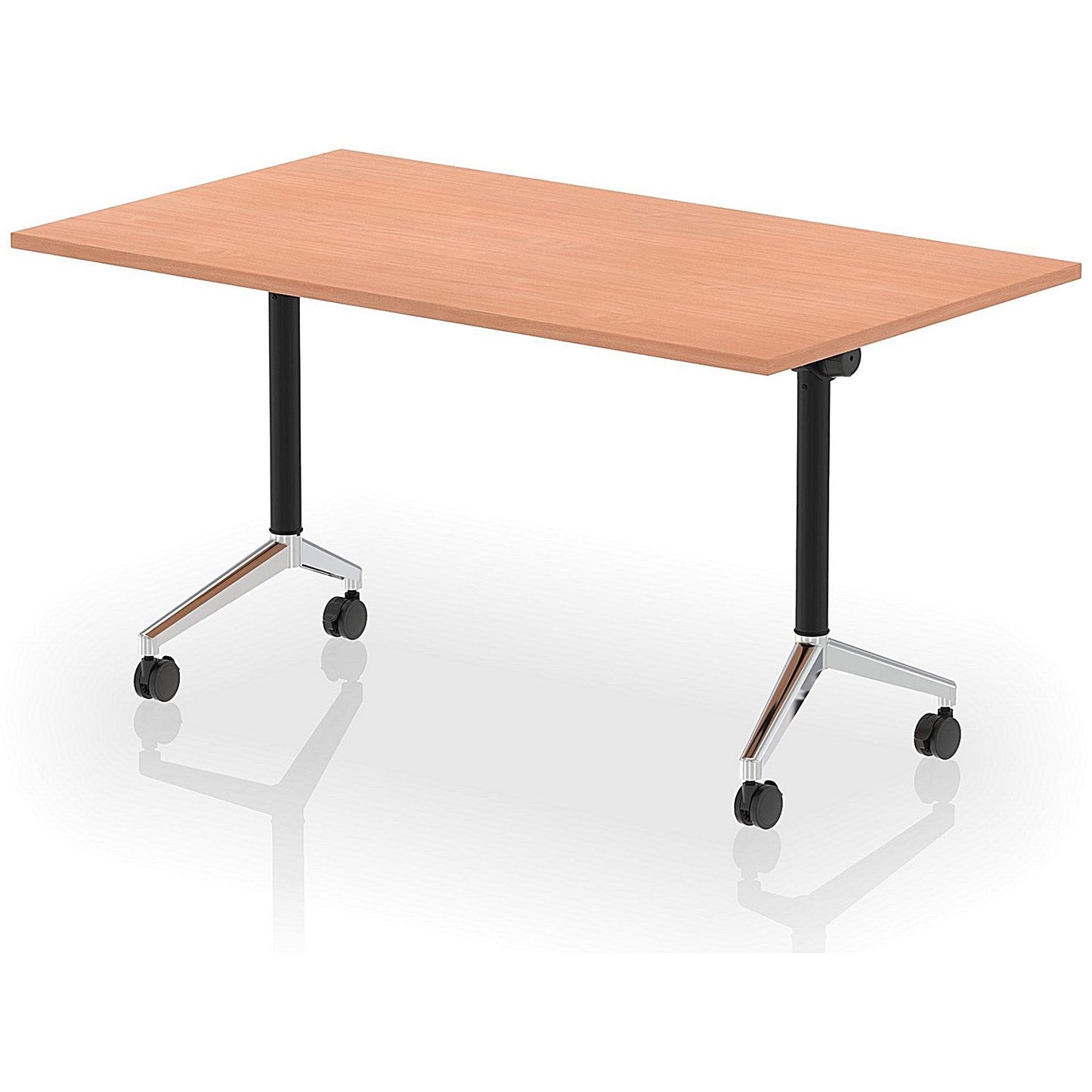 Impulse Plus Flip Rectangular Table, 1400mm Wide, Chrome Foot, Beech Easy2Order : I006572