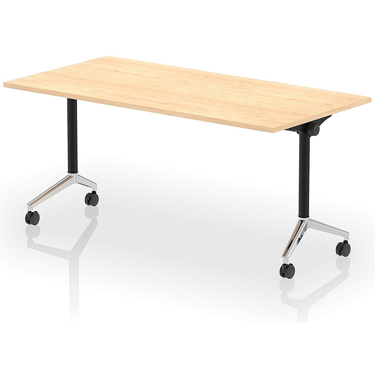 Impulse Plus Flip Rectangular Table, 1600mm Wide, Chrome Foot, Maple Easy2Order : I006586