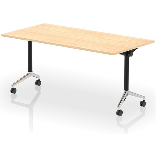 Impulse Plus Flip Rectangular Table, 1600mm Wide, Chrome Foot, Maple Easy2Order : I006586