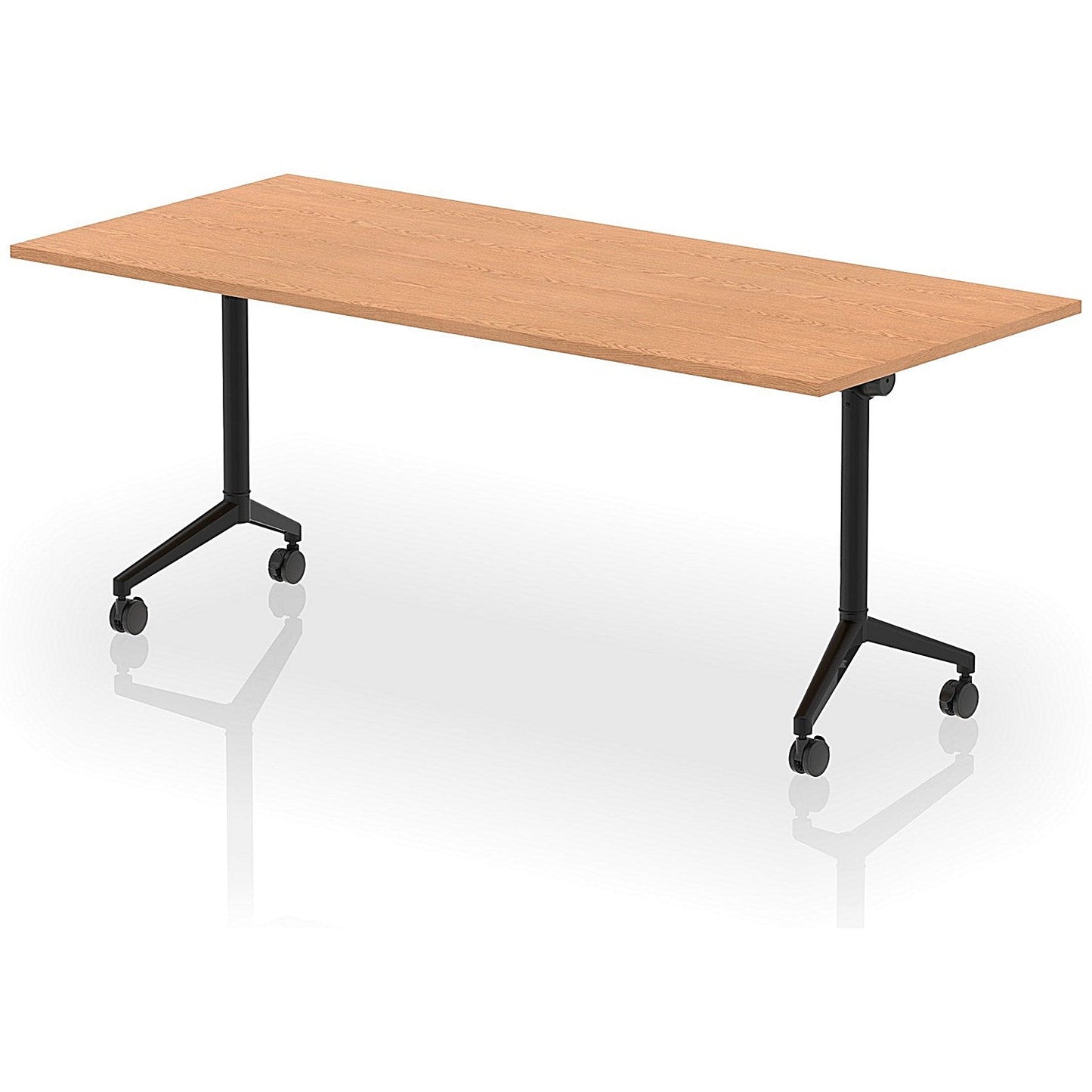Impulse Plus Flip Rectangular Table, 1800mm Wide, Black Foot, Oak Easy2Order : I006593