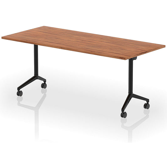 Impulse Plus Flip Rectangular Table, 1800mm Wide, Black Foot, Walnut Easy2Order : I006594