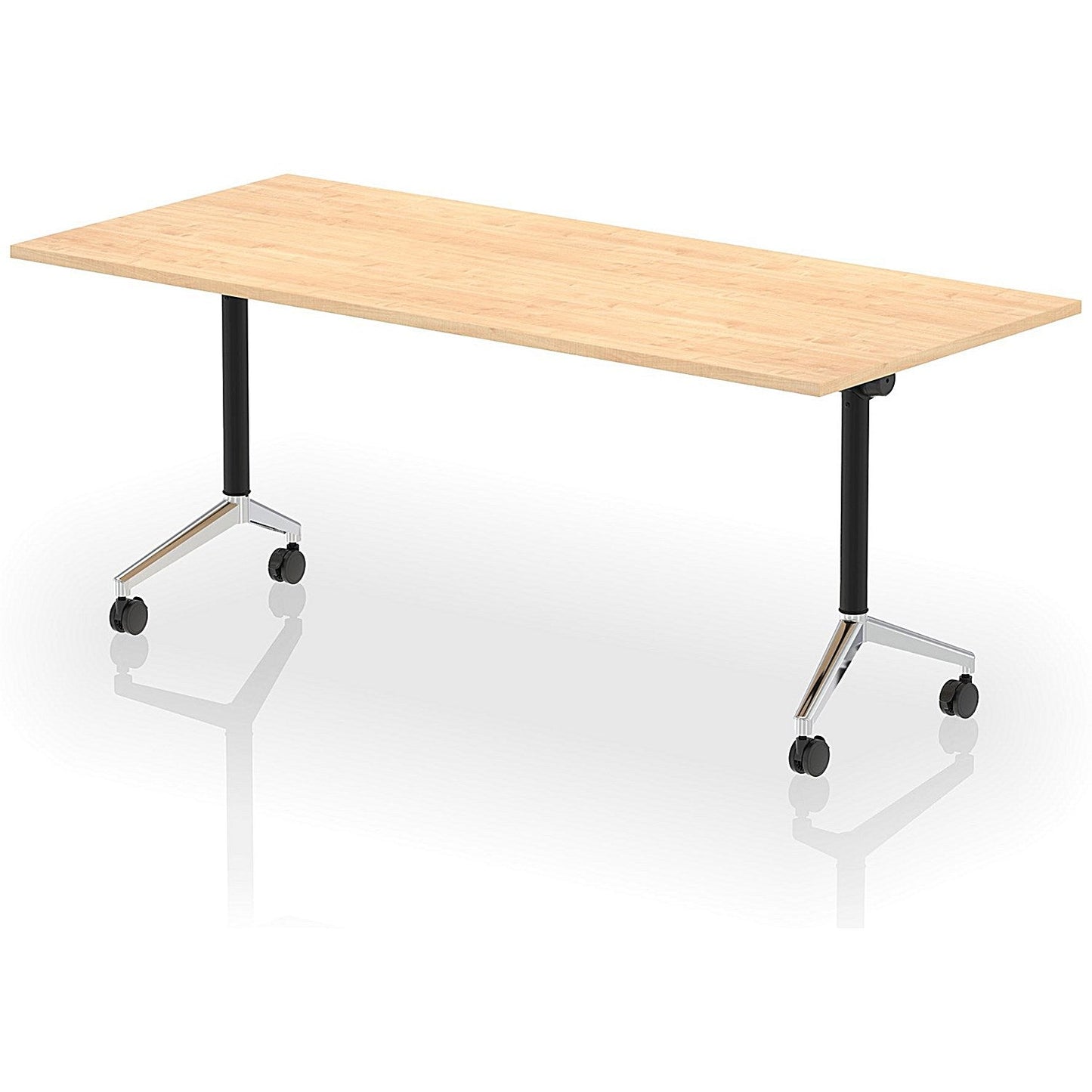 Impulse Plus Flip Rectangular Table, 1800mm Wide, Chrome Foot, Maple Easy2Order : I006598