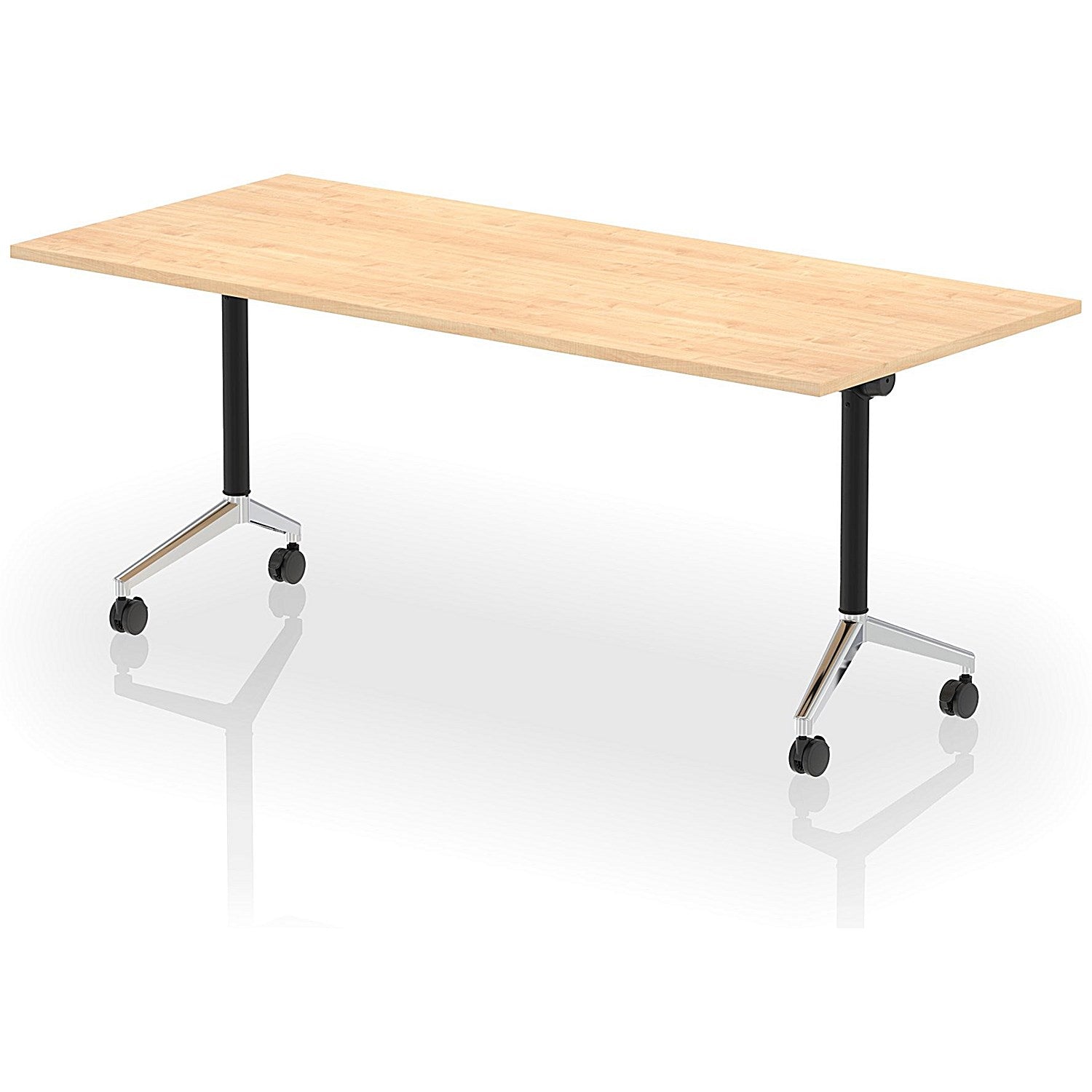 Impulse Plus Flip Rectangular Table, 1800mm Wide, Chrome Foot, Maple Easy2Order : I006598