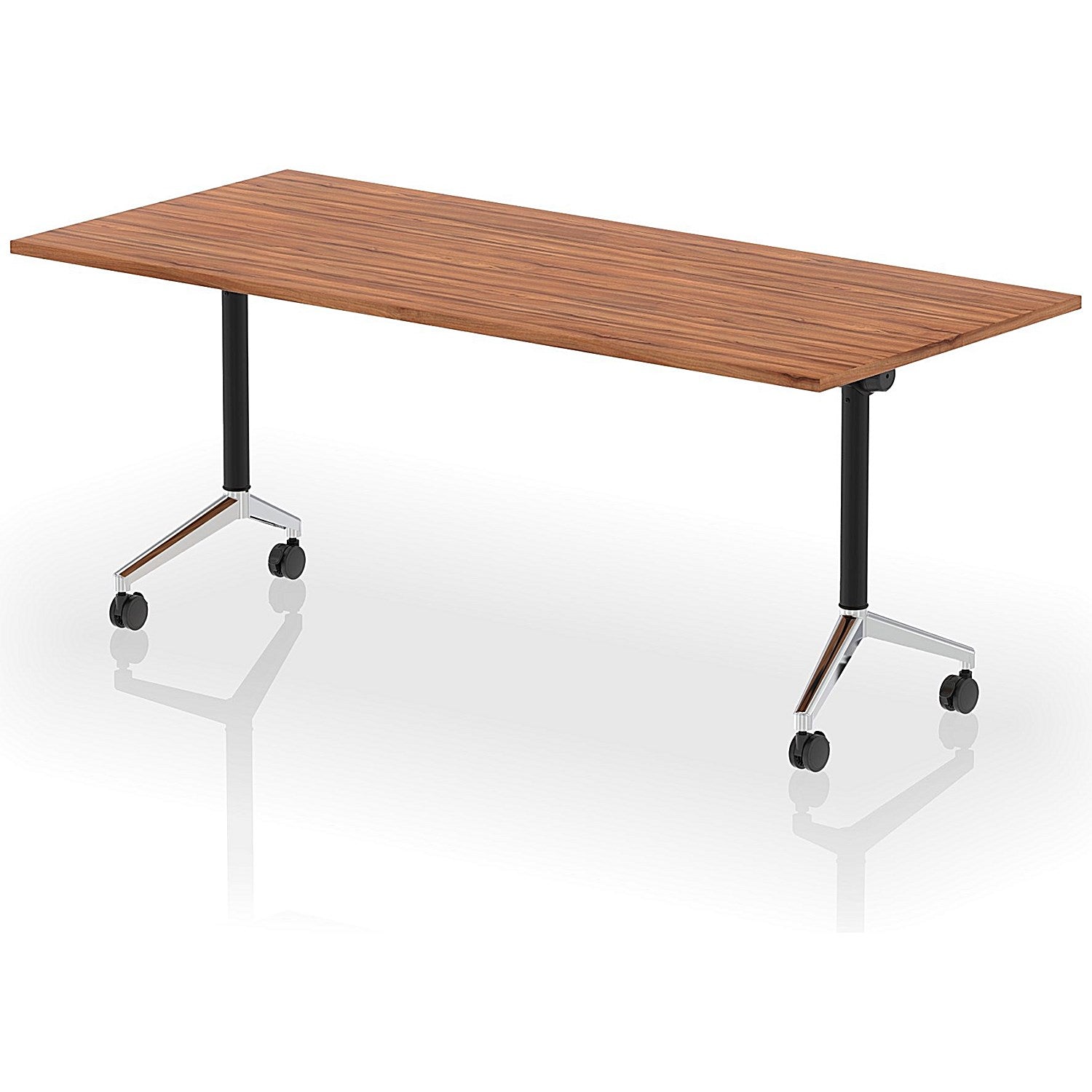 Impulse Plus Flip Rectangular Table, 1800mm Wide, Chrome Foot, Walnut Easy2Order : I006600