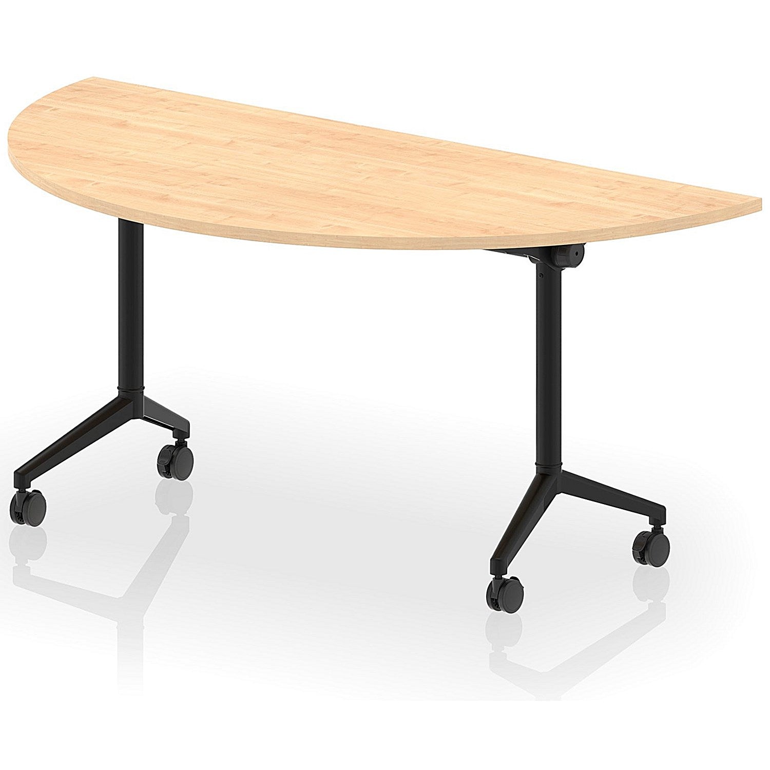 Impulse Plus Flip Semi-Circle Table, 1600mm Wide, Black Foot, Maple Easy2Order : I006604