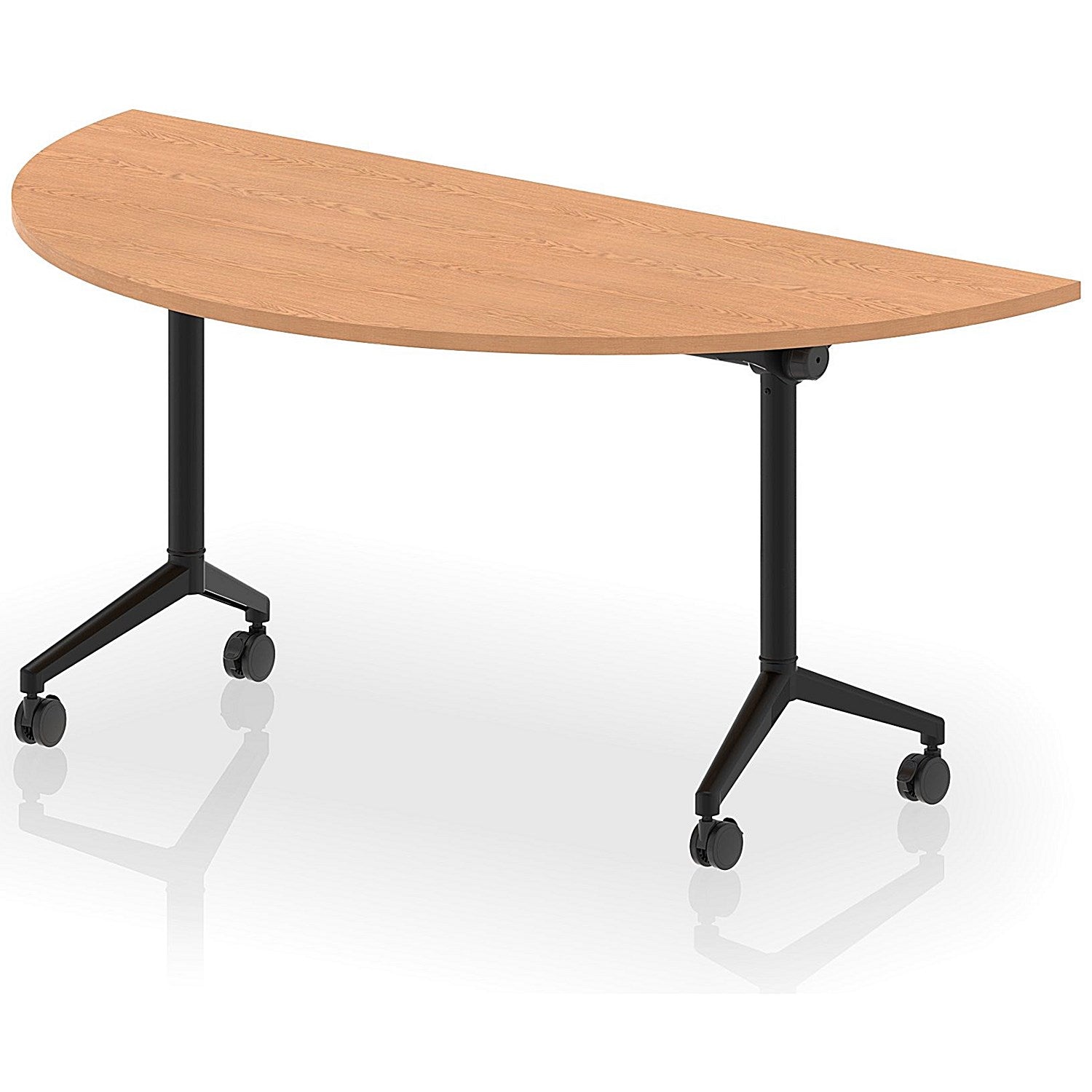 Impulse Plus Flip Semi-Circle Table, 1600mm Wide, Black Foot, Oak Easy2Order : I006605