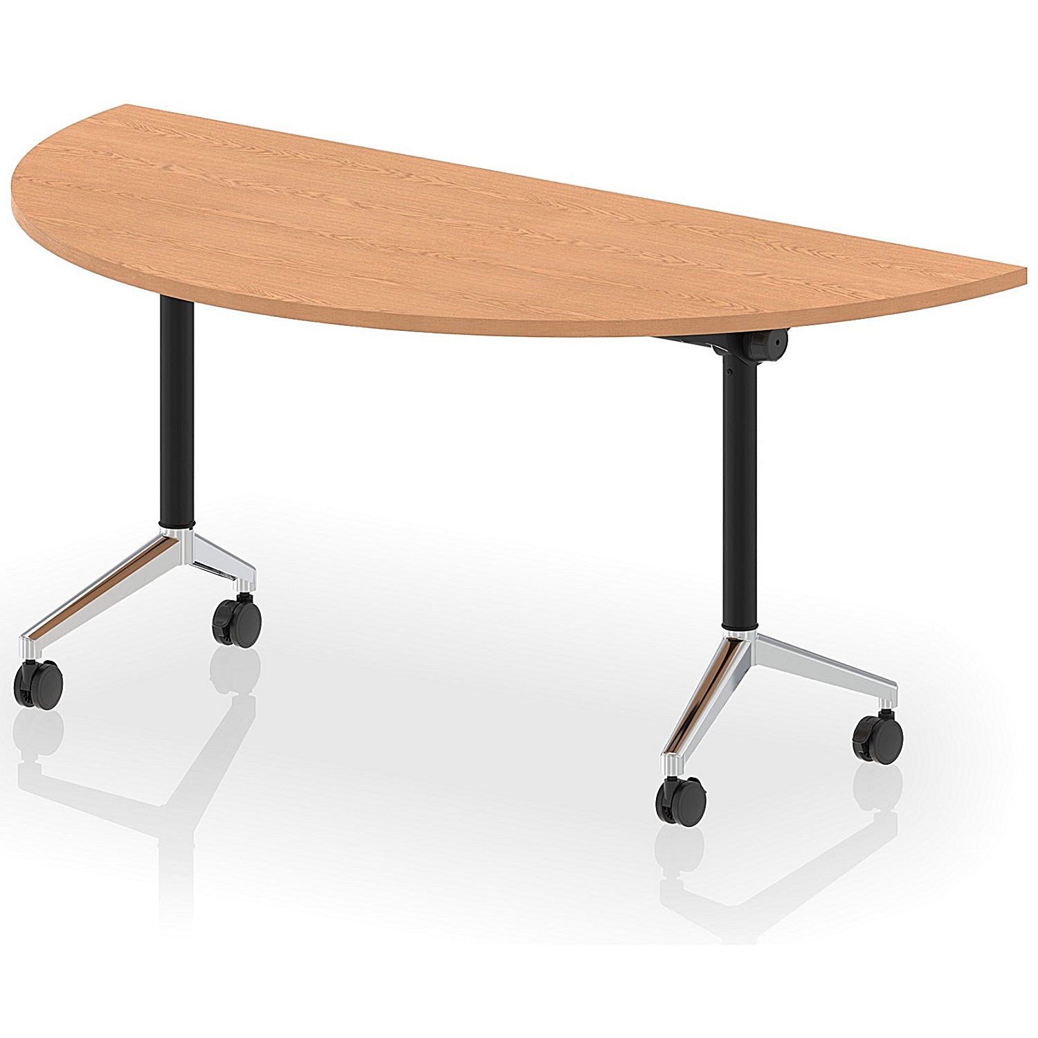 Impulse Plus Flip Semi-Circle Table, 1600mm Wide, Chrome Foot, Oak Easy2Order : I006611
