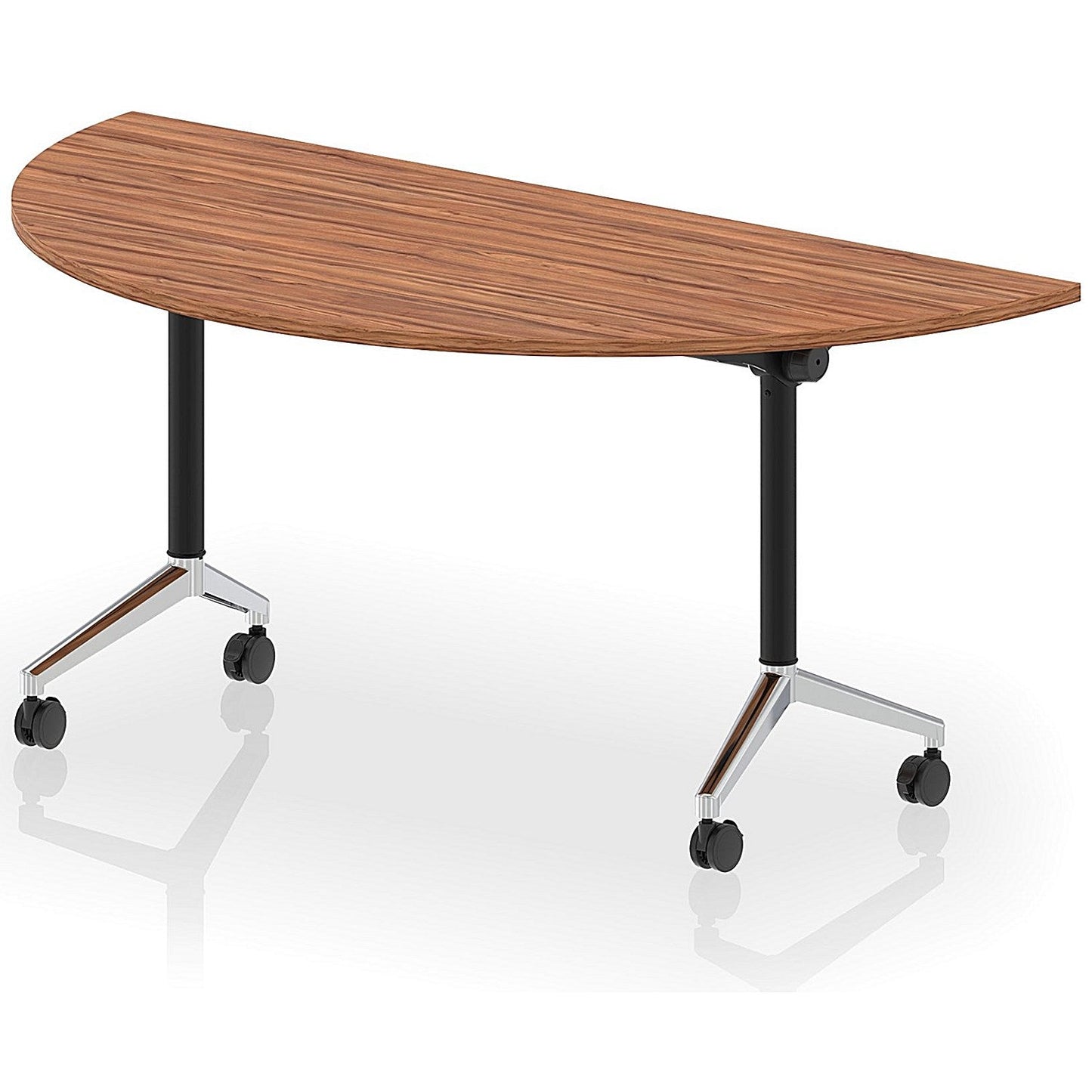 Impulse Plus Flip Semi-Circle Table, 1600mm Wide, Chrome Foot, Walnut Easy2Order : I006612
