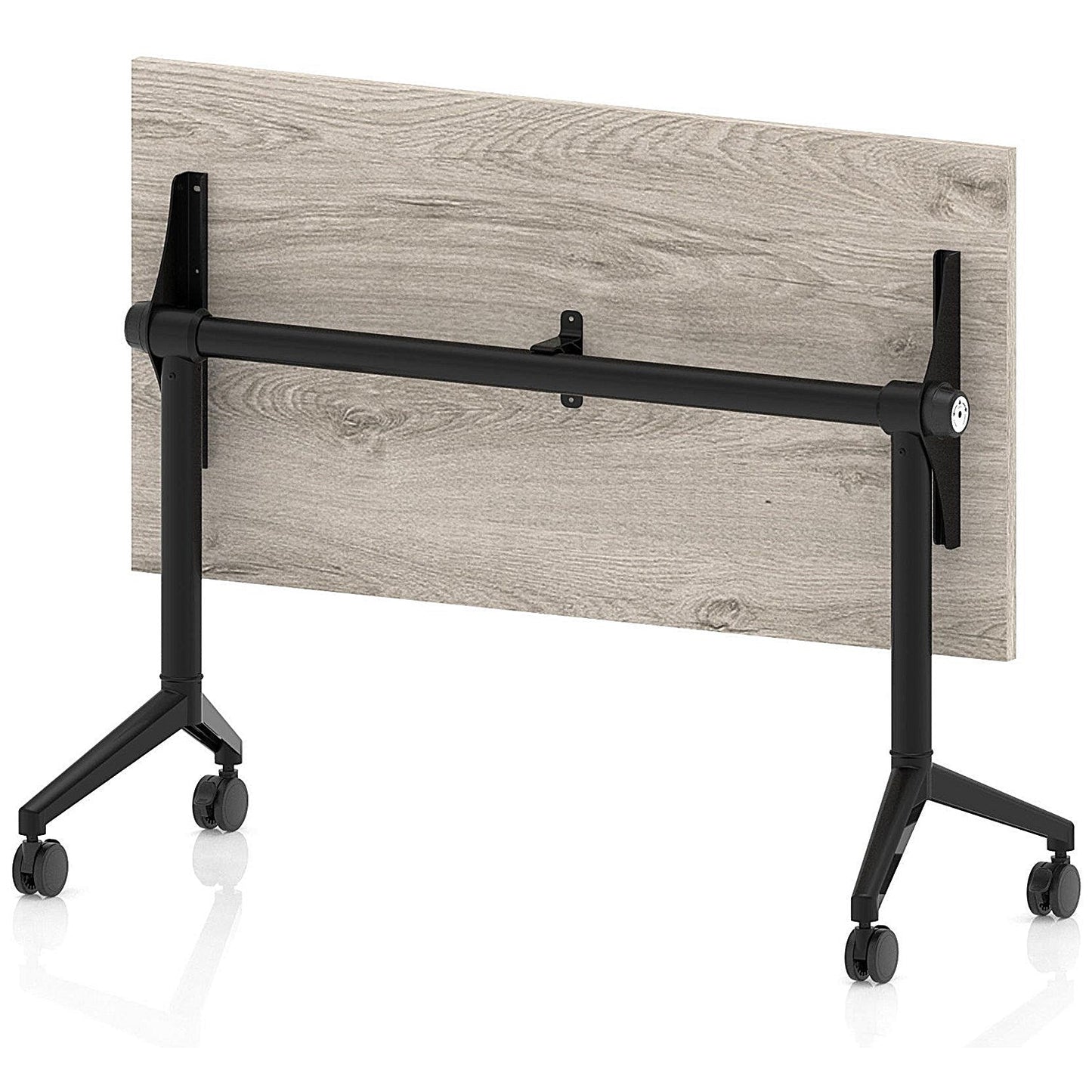 Impulse Plus Slim Flip Rectangular Table, 1200mm Wide, Black Foot, Grey Oak Easy2Order : I006615