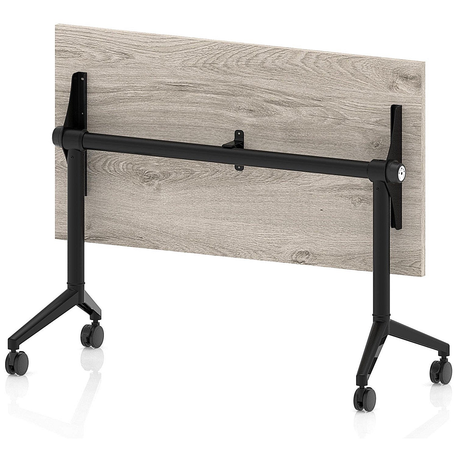 Impulse Plus Slim Flip Rectangular Table, 1200mm Wide, Black Foot, Grey Oak Easy2Order : I006615