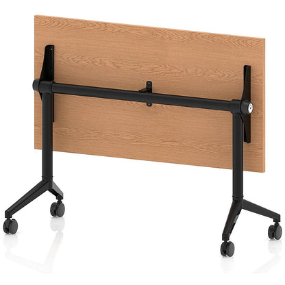 Impulse Plus Slim Flip Rectangular Table, 1200mm Wide, Black Foot, Oak Easy2Order : I006617