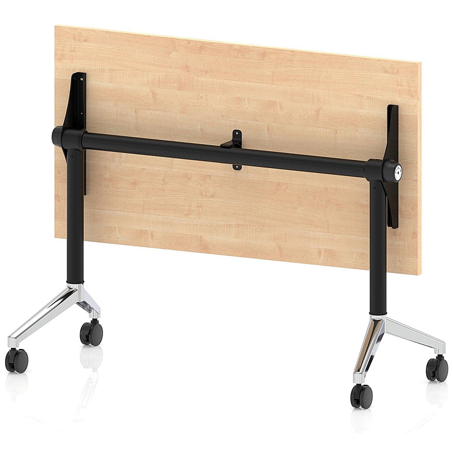 Impulse Plus Slim Flip Rectangular Table, 1200mm Wide, Chrome Foot, Maple Easy2Order : I006622