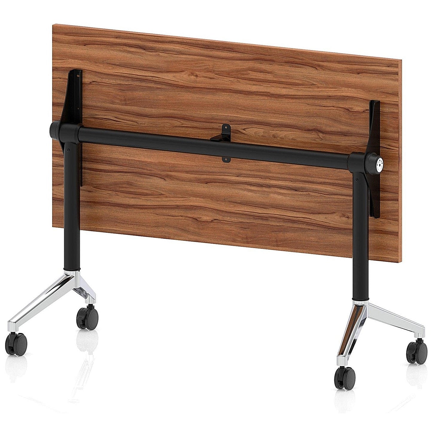 Impulse Plus Slim Flip Rectangular Table, 1200mm Wide, Chrome Foot, Walnut Easy2Order : I006624
