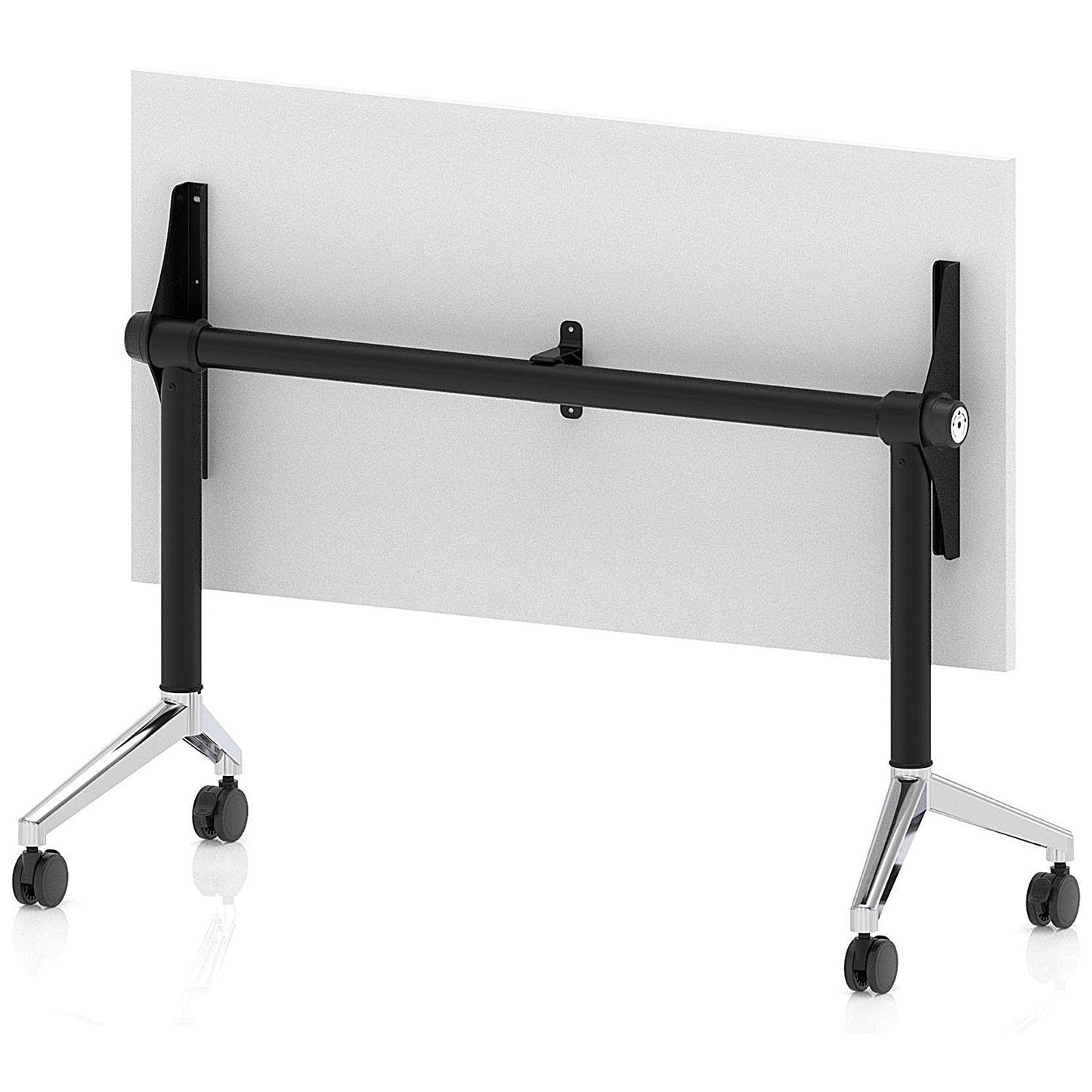 Impulse Plus Slim Flip Rectangular Table, 1200mm Wide, Chrome Foot, White Easy2Order : I006625