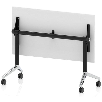 Impulse Plus Slim Flip Rectangular Table, 1200mm Wide, Chrome Foot, White Easy2Order : I006625