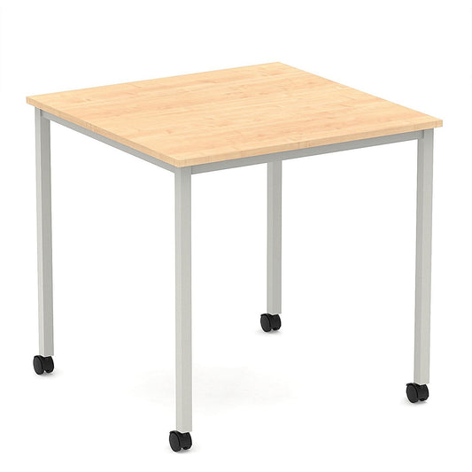 Impulse 800mm Straight Table Maple Top Silver Box Frame Leg with Castors Easy2Order : I006628