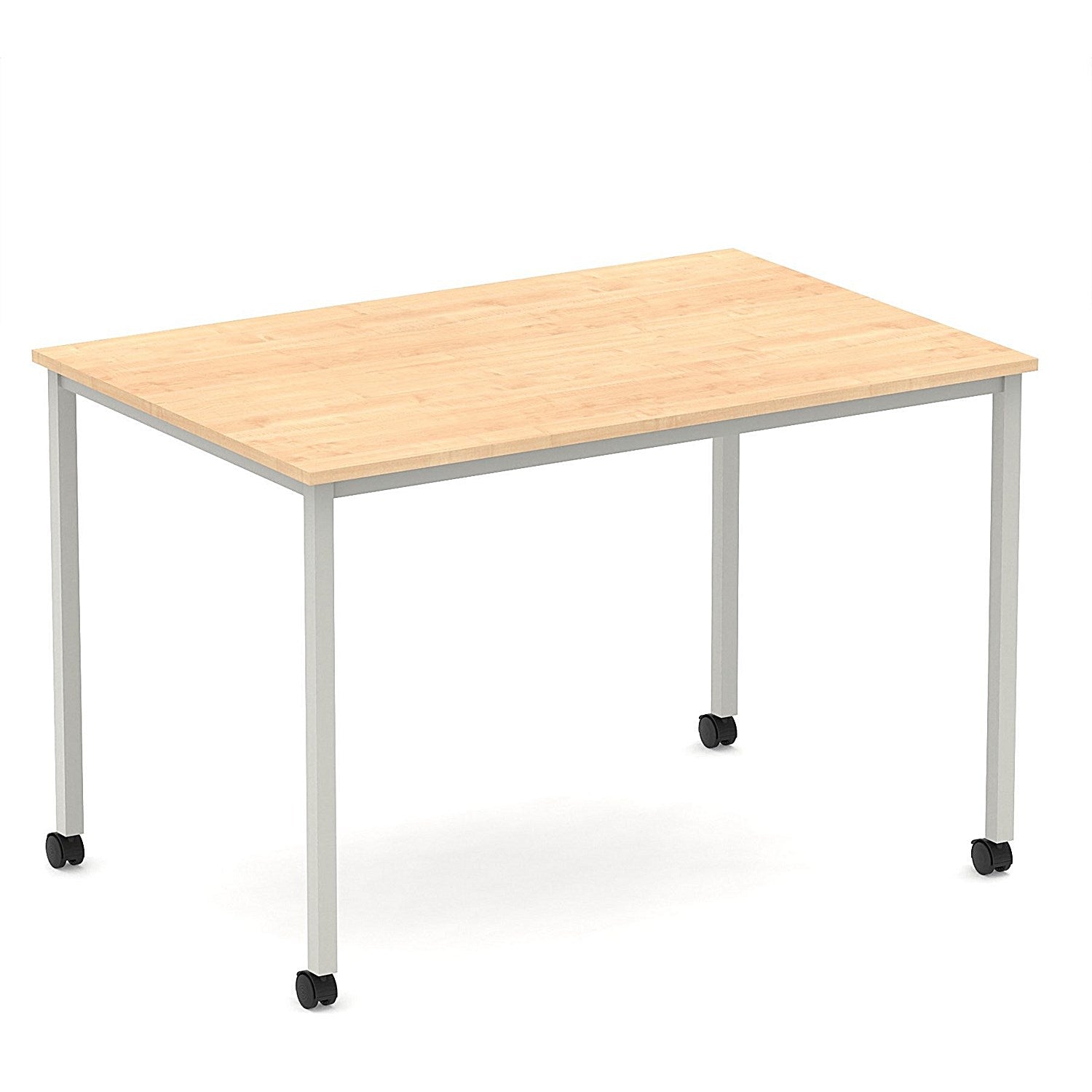 Impulse 1200mm Straight Table Maple Top Silver Box Frame Leg with Castors Easy2Order : I006634
